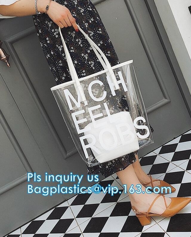 Bolso del maquillaje con bolso redondo de la correa de hombro el favorable, la bolsa de asas transparente clara de la manija de la cuerda, bolso claro de la cremallera del pvc del vinilo del estadio