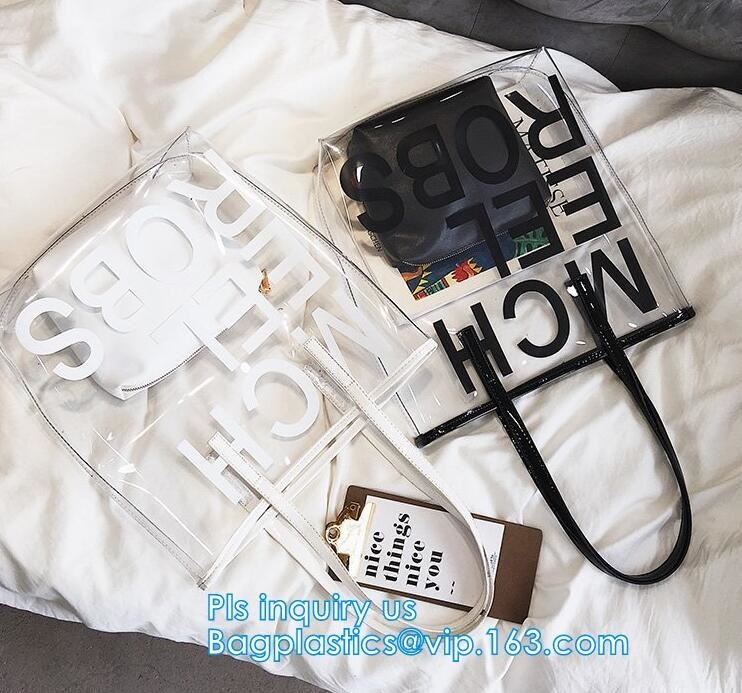 el bolso de cuero del maquillaje del bolso del artículo de tocador de la PU del pvc del bolso cosmético del viaje para la mujer, mujeres de la moda despeja la cruz de la playa del PVC - las bolsas para transportar cadáveres, mano