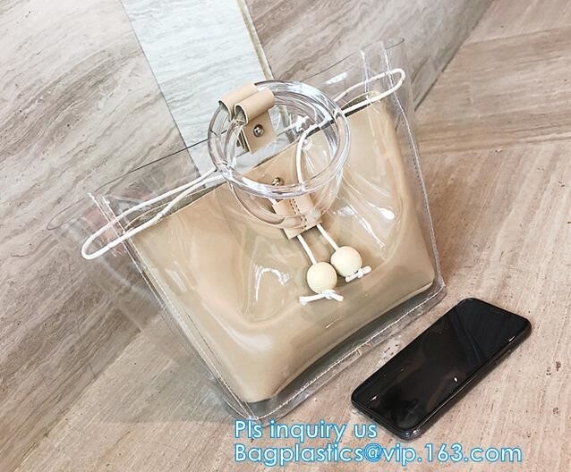 bolso de compras del pvc del pvc Tote Bag Customize Logo, bolso claro de Tote Beach Bag Transparent Purse del bolso del PVC, vagos de las compras del pvc