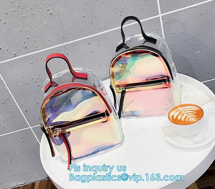 La mochila clara impermeable para los niños, mochila clara transparente del pvc, correas del pvc de la escuela de la promoción de hombro hace excursionismo el PVC a