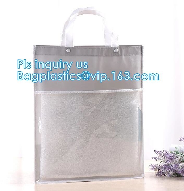 bolso de compras de encargo del pvc de la moda con su logotipo, bolso que hace compras transparente respetuoso del medio ambiente por la máquina para el regalo cosmético barato