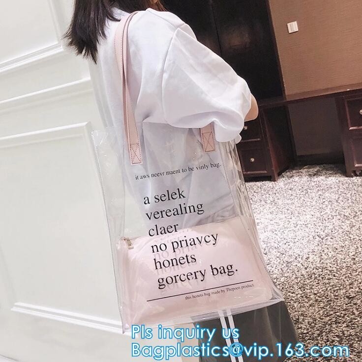 Bolso cosmético de la manija del Pvc del artículo de tocador, venta al por mayor popular de encargo del bolso del pvc de la manija del withTube del bolso del pvc, Cosme transparente impermeable