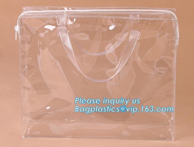 El OEM Zippered el bolso combinado del edredón del PVC de Storage Bag Large del organizador, bolsos del vinilo con el bolso claro de la cremallera del PVC del sistema del maquillaje de las manijas