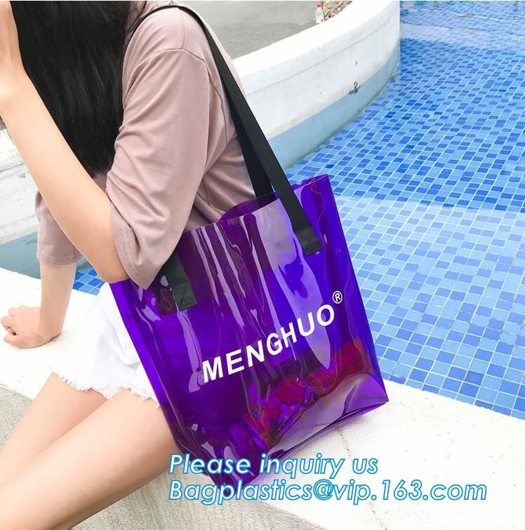 Bolsos plásticos claros reciclables biodegradables del regalo del PVC que hacen compras, PVC Toy Plastic Bag con el jefe de la tarjeta, Plas de encargo cortados con tintas