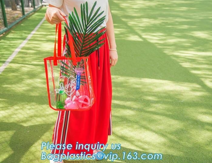 El bolso de la playa del PVC de Tote Pouch Clear del hombro con el bolsillo interior, gelatina el bolso grande de la honda del hombro del bolso del diseño de las mujeres del pvc de l