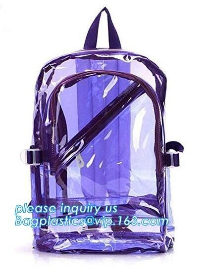 los Multi-bolsillos enseñan la mochila transparente clara al aire libre del PVC Daypack, mochila clara resistente del viaje de la escuela del PVC con el PA