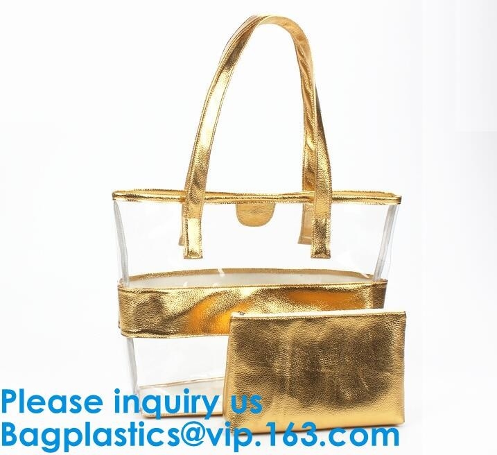 Bolso de Tote Bag /Shoulder/bolso de compras/bolso de la manija/bolso de la playa/bolso impermeable, playa Tote Bag With de señora Handbag Set Transparent