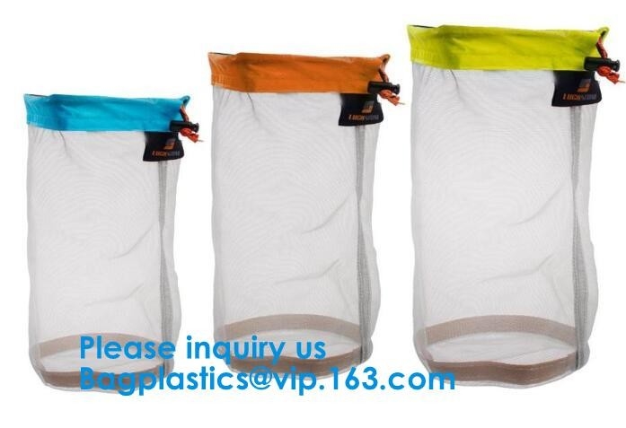 Logotipo orgánico de Mesh Produce Bags With Custom de la bolsa de nylon de Mesh Net Drawstring Bag Mesh, nilón amistoso reutilizable Drawstri de Eco