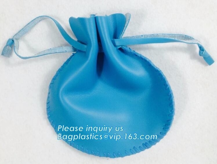 La PU impresa de encargo cubre el bolso de lazo con cuero impermeable, drawst de cuero negro barato de la PU de la bolsa de la joyería del bolso de la bolsa del lazo de la PU
