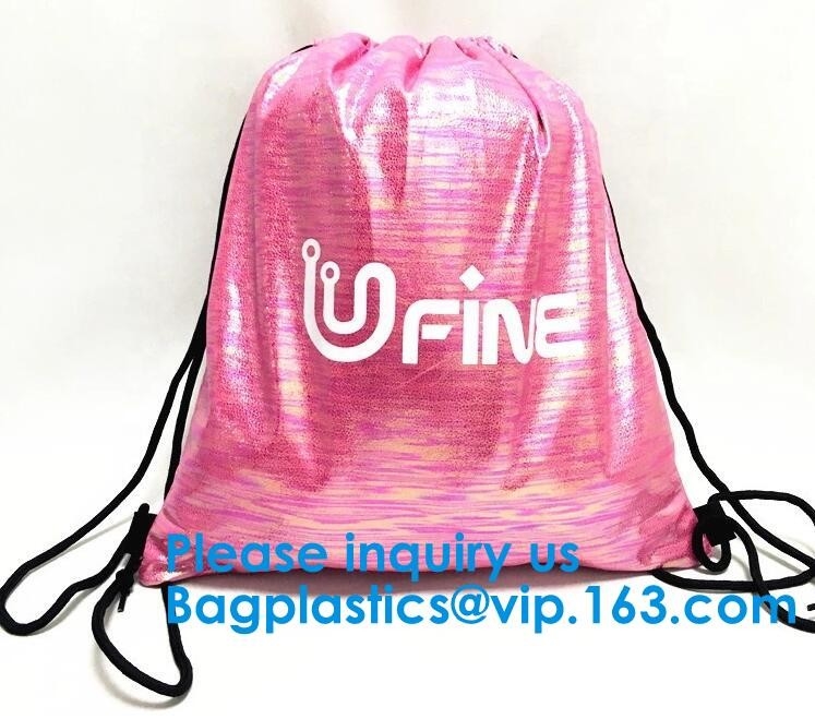La PU de moda de la plata metalizada cubre el bolso de lazo con cuero del gimnasio, bolso de secuencia de cuero de la mochila del lazo del gimnasio del CRÁNEO de la mochila