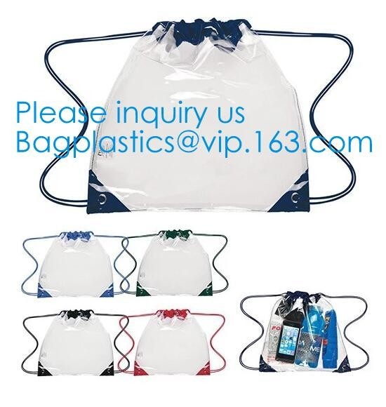 Bolsos transparentes promocionales de la mochila del lazo del claro del PVC, mochila transparente vendedora caliente promocional D del PVC de la prenda impermeable