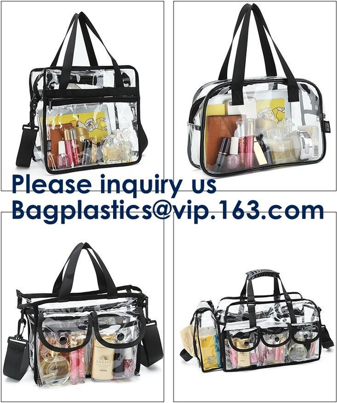 Bolso claro del PVC con la bolsa y la correa de quita y pon interiores, Tote Bags With Zipper Closure cosmético, bagease de la cremallera