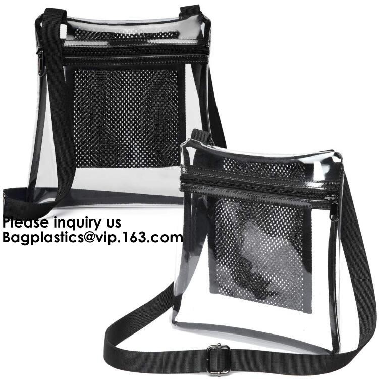 Bolso del PVC Tote Bag With Interior Mesh del bolso de la honda y correa de hombro claros, bolso grande claro del PVC con la pequeña bolsa