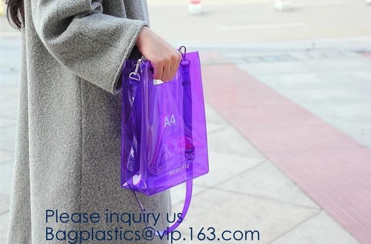 Mujeres iridiscentes olográficas transparentes claras de encargo Tote Bag Garment Bags que hace compras, Storange del comprador de Tpu del vinilo de las señoras
