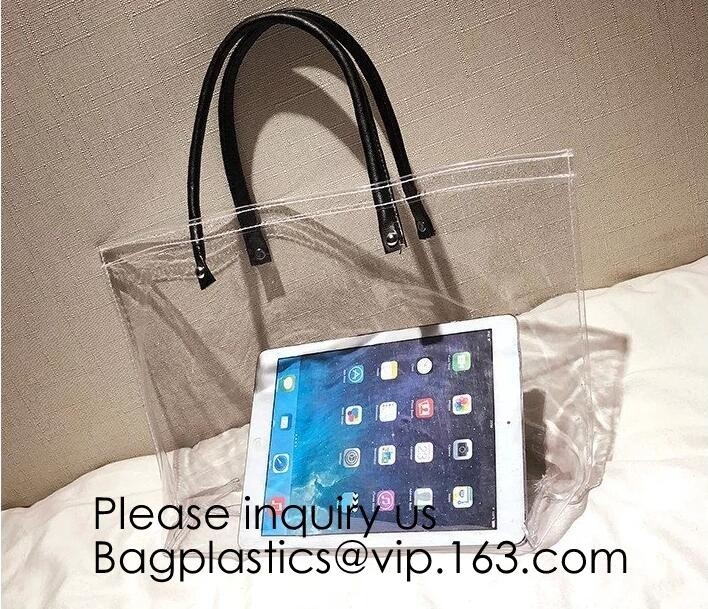Las mujeres despejan al organizador plegable transparente Bag, bagease, paquete del almacenamiento del viaje de la capacidad grande del bolso de la playa del PVC del bolso de compras