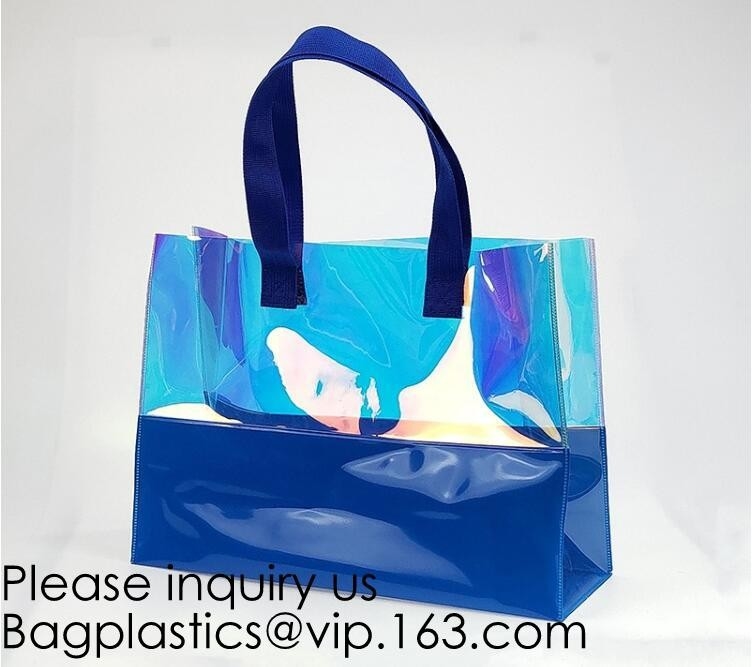 Compras cosméticas del PVC del PVC del vinilo del escudete del bolso de Tote Shopping Bag For Packaging TPU del laser del bolso plástico transparente del maquillaje