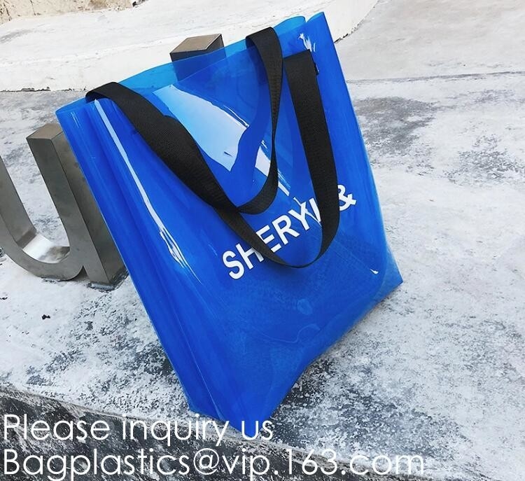 Bolso de compras brillante del PVC del espejo, bolso de compras transparente impreso de encargo al por mayor del Pvc Tote Bag Clear Pvc Jelly de la prenda impermeable