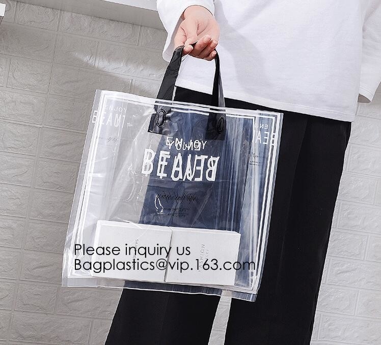 Regalos promocionales de empaquetado portátiles plásticos Tote Bag que hace compras, bagease del PVC de Custom Logo Transparent Clear del fabricante