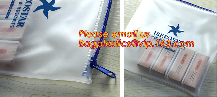 Bolso transparente con el escudete lateral azul, bolso del resbalador de la cerradura de la cremallera del pvc, bolso claro de la cremallera del resbalador del pvc del pvc del resbalador de la cremallera para la regla