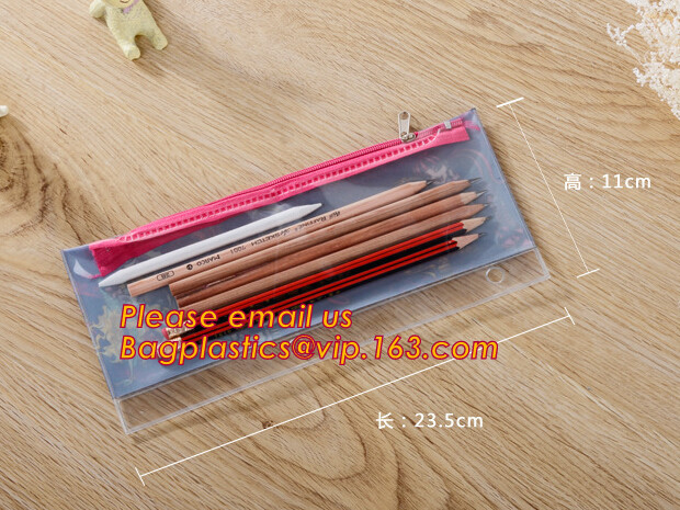bolsos coloreados claro suave plástico del lápiz del pvc de los efectos de escritorio de la escuela del mayorista con precio barato