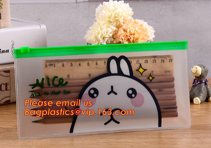 bolso con el logotipo creativo, bolso plástico claro de encargo del lápiz de la cremallera del plástico transparente a5 del lápiz de la cremallera de vinilo del PVC de la promoción