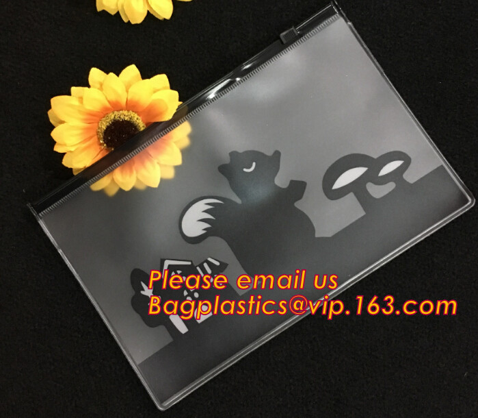 Bolso plástico universal popular de la bolsa del lápiz de la escuela, bolso plástico transparente de encargo del lápiz del pvc con la cremallera