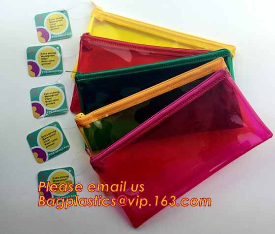 el cleazipper mateiral plástico promocional impermeable precioso del bolso del lápiz de la caja de lápiz archiva el bolso para el lápiz