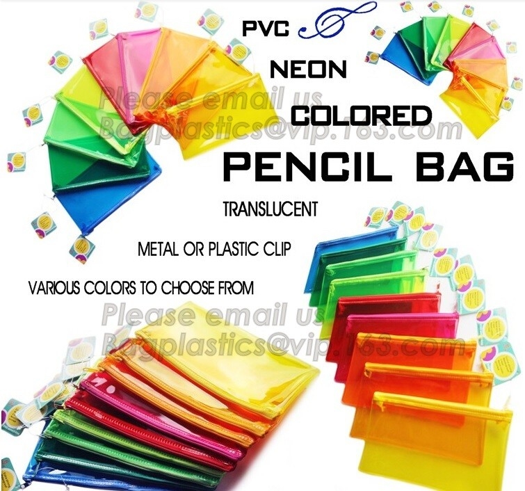 pencilcase de la cremallera del pvc del color/bolso transparentes claros plásticos del lápiz, rojo suave plástico amistoso del pvc del nuevo eco divertido de los efectos de escritorio