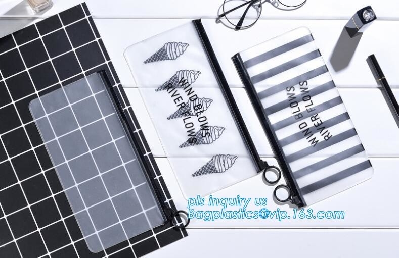 Bolso cosmético de la cremallera del bolso del resbalador del PVC del vinilo plástico del bolso, ropa que empaqueta los bolsos helados adecuados, PVC/EVA Vinyl Slider Top Zi