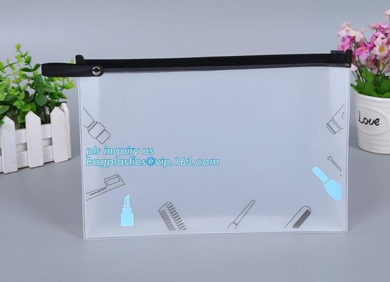 bolso del resbalador de la cerradura de la cremallera del pvc/la bolsa de poliéster que se puede volver a sellar de la cremallera del resbalador del PVC, bolso de empaquetado del resbalador de la cremallera plana de la ropa, zi material del CPE