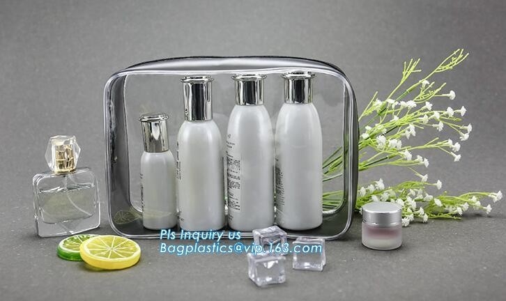 Moda que embala el bolso cosmético EVA Pouch, pvc claro de costura b cosmético de la cremallera del sellado caliente plástico transparente promocional del OEM