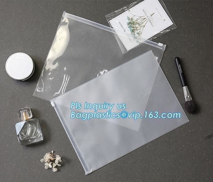 bolso plástico de la cremallera con los agujeros y el resbalador, bolso claro del PVC k del vinilo de la bolsa del PVC de la cremallera del resbalador, embalaje de la caída de la cremallera del resbalador