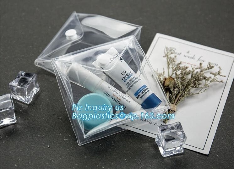 Bolso claro para el embalaje cosmético del bolso transparente del pvc del vinilo del paquete, bolso del pvc de la cremallera del resbalador del PVC con la cremallera plástica y resbalado
