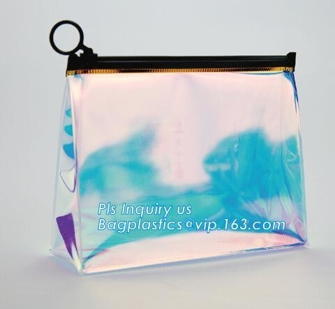 Bolso cosmético de pie con el resbalador, bolso con la cremallera del resbalador, bolso del PVC del vinilo del PVC del traje de baño con el bolso Wh de la cremallera de /Cosmetic de la cremallera