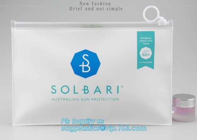 bolso con el resbalador para el regalo, cosméticos/bolso del documento, bolsos transparentes cosméticos de la cremallera del PVC, bolsos del sellado caliente con el resbalador Waterp