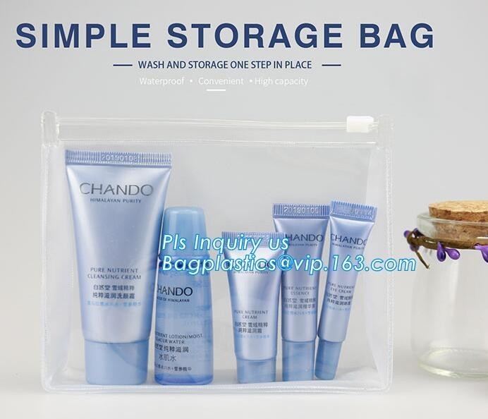 bolsos cosméticos claros modificados para requisitos particulares impermeables del pvc de la impresión del bolso del resbalador del pvc del bolso de la cremallera del artículo de tocador del vinilo, Pvc claro reutilizable Cosmeti