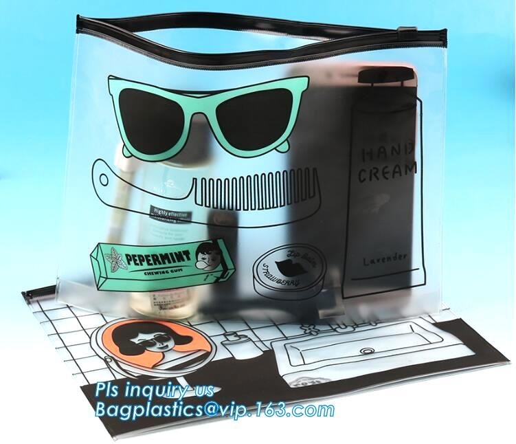 bolso con el resbalador para los bolsos rosados claros de la cremallera del resbalador del PVC del sellado caliente respetuoso del medio ambiente no tóxico cosmético, respetuoso del medio ambiente, cremallera del resbalador