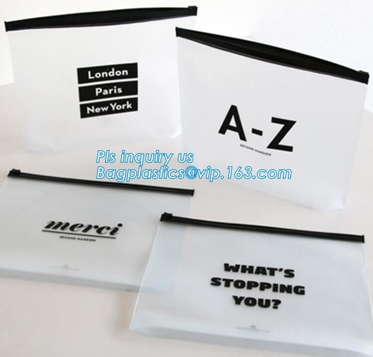 Bolso de la cremallera del resbalador del bolso de Kit Frosted k del verano, underware que embala el bolso material de la cremallera del resbalador del PE, bolso del pvc de la cremallera del resbalador