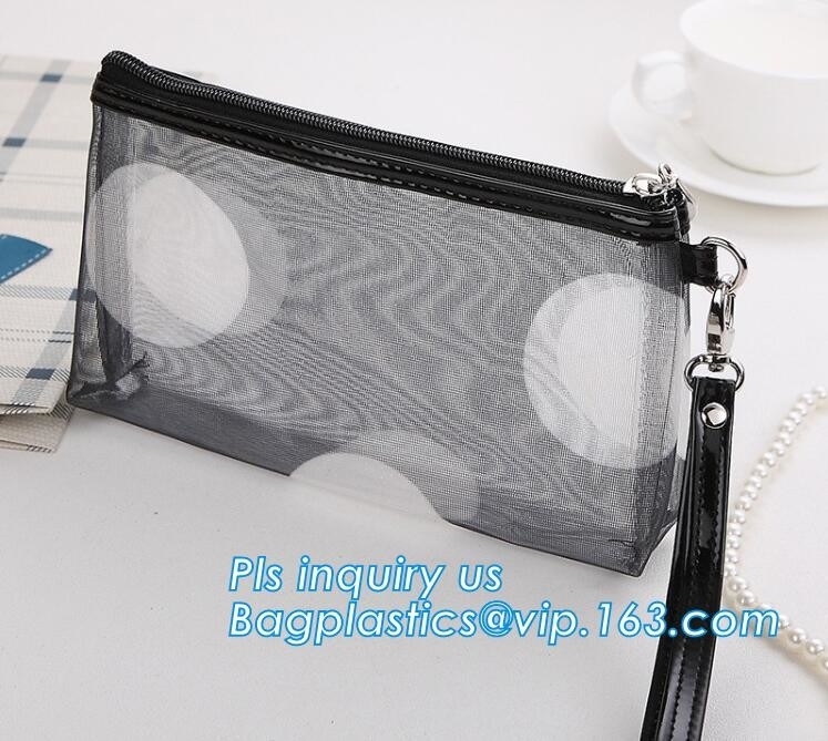 PVC Mesh Cosmetic Bag Coin Purse para el bolso del rosa del regalo de vacaciones de la mamá, bolsa cosmética Mesh Cosm del caso del maquillaje del bolso del viaje portátil