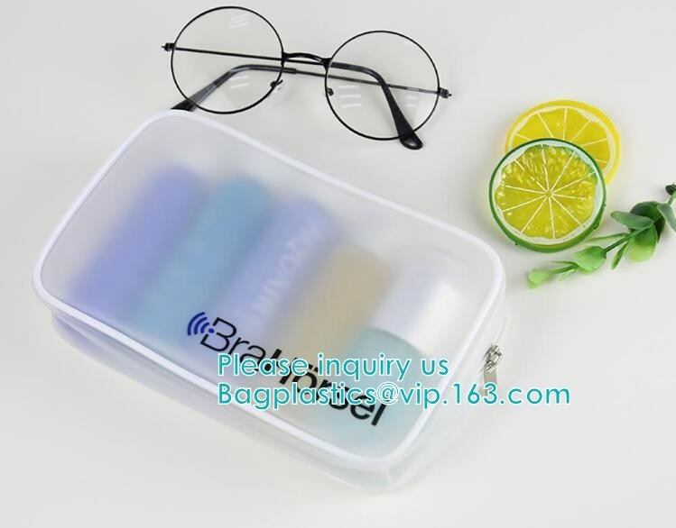 El embalaje cosmético del bolso transparente del pvc del vinilo, el resbalador inferior k del escudete imprimió los bolsos de la cremallera del pvc, bolso de empaquetado de la ropa