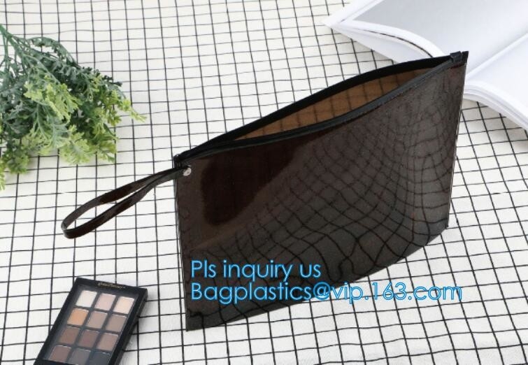 bolso de k con la manija y el resbalador, bolso reconectable del resbalador k del plástico transparente del pvc, cle de nylon blanco del resbalador reutilizable pequeño
