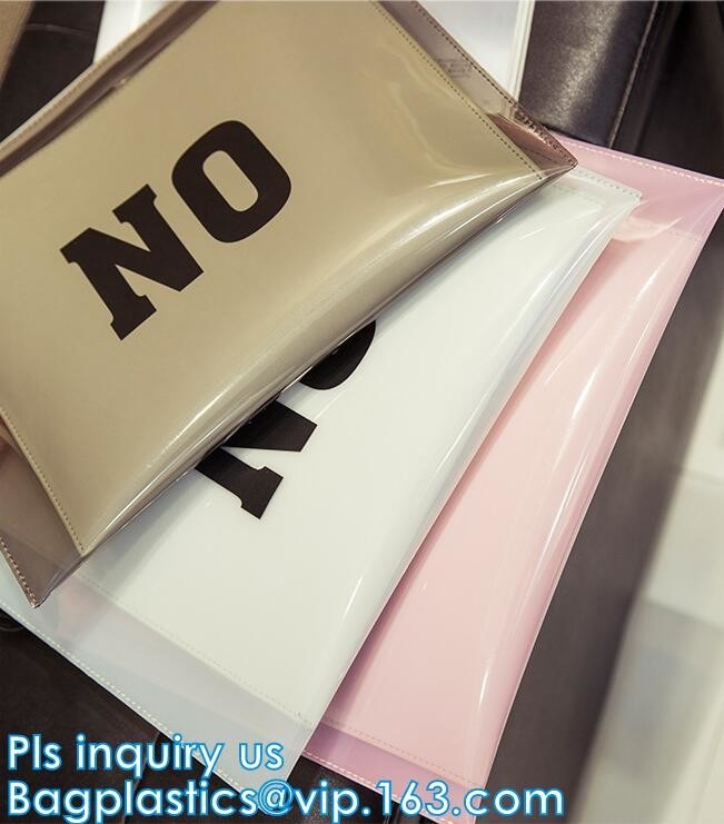 Bolsos impresos de encargo de la ropa de la cerradura de la cremallera del PE del resbalador con el logotipo, bolso plástico helado del documento de la cerradura de la cremallera del pvc, P cosmético de pie