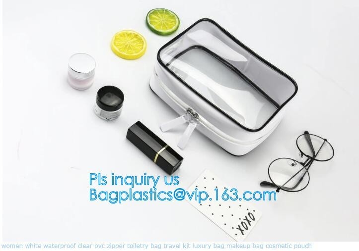 El bolso cosmético compone el bolso del maquillaje del PVC de Bag Waterproof del organizador, bolso cosmético del pvc del viaje del bolso claro del maquillaje, playa p de las vacaciones