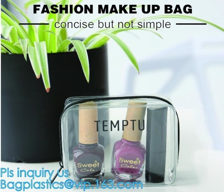 Bolsos cosméticos impermeables transparentes portátiles del artículo de tocador del maquillaje de las mujeres del bolso del PVC del viaje, bolsa cosmética del PVC, bolso del maquillaje del PVC,