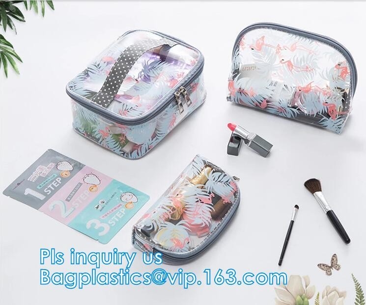 el bolso al por mayor de la cremallera del pvc del viaje del bolso del maquillaje, PVC plástico orgánico empaqueta la bolsa cosmética de la cremallera del artículo de tocador del sello del bolso del viaje, drawst