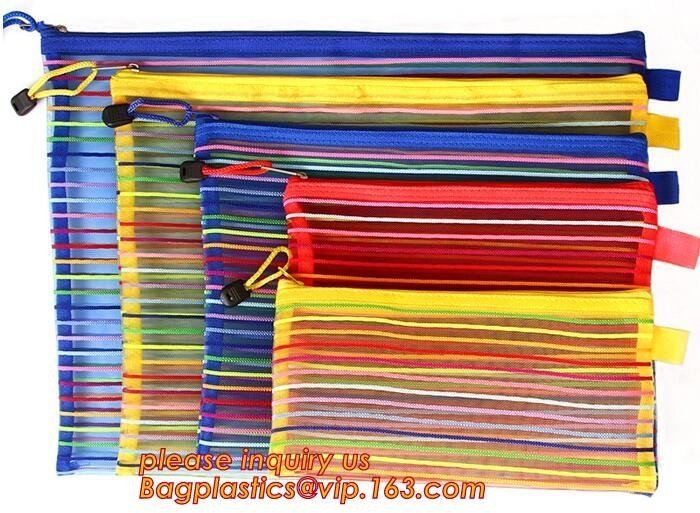 Los archivos al por mayor del PVC A4 de la fuente de escuela de la oficina A4/5/6 Mesh Zipper Document Bag Multicolor contratan, escuela Supplie de la oficina