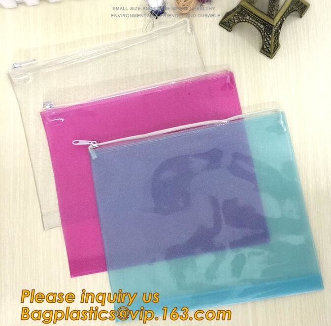 Bolso de la carpeta de archivos de la fuente de escuela del bolso del documento de los efectos de escritorio del tenedor del fichero, bolso plástico de la cremallera del bolso del documento con el buen paquete del precio