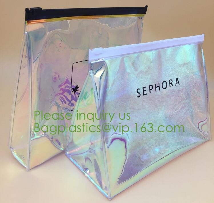 pequeño bolso impermeable profesional del maquillaje con la impresión del logotipo, bagplastics cosmético promocional del bolso del maquillaje del bolso del PVC de la moda