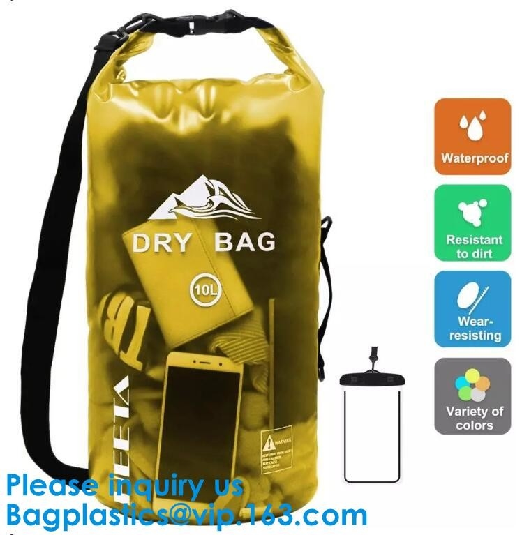 Bolso impermeable al aire libre ultraligero a prueba de agua coloreado del almacenamiento seco del bolso seco de la ventana clara brillante 15Liter para los deportes