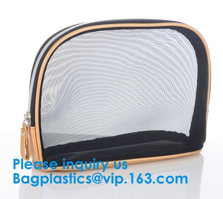 Sistema del bolso del maquillaje de los fundamentos de Mesh Cosmetic Bag Promotional 5pc, Mesh Cosmetic Bag Makeup Bags, bolsa del maquillaje
